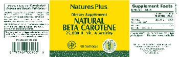 Nature's Plus Natural Beta Carotene 25,000 IU - supplement
