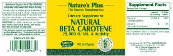 Nature's Plus Natural Beta Carotene - supplement