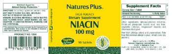 Nature's Plus Niacin 100 mg - supplement