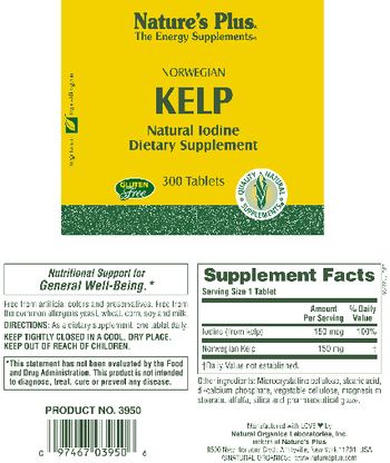 Nature's Plus Norwegian Kelp - natural iodine supplement