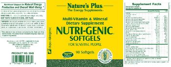Nature's Plus Nutri-Genic Softgels For Sensitive People - multivitamin mineral supplement