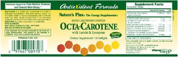 Nature's Plus Octa-Carotene With Lutein & Lycopene - supplement
