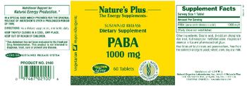 Nature's Plus PABA 1000 mg - supplement