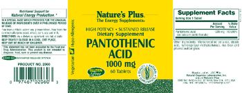 Nature's Plus Pantothenic Acid 1000 mg - supplement