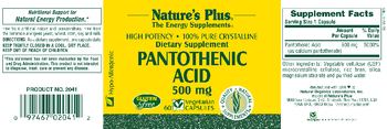 Nature's Plus Pantothenic Acid 500 mg - supplement