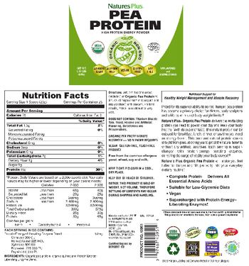 Nature's Plus Pea Protein Unflavored and Unsweetened - high protein energy powder