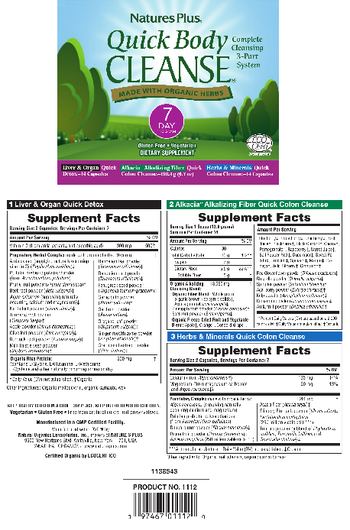 Nature's Plus Quick Body Cleanse Herbs & Minerals Quick Colon Cleanse - supplement
