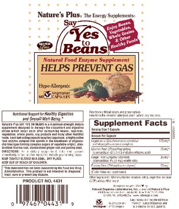 Nature's Plus Say Yes To Beans - natural food enzyme supplement