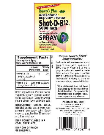 Nature's Plus Shot-O-B12 5000 mcg Spray Natural Cherry - supplement