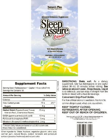 Nature's Plus Sleep Assure Liquid Natural Lemon Flavor - advanced melatonin supplement