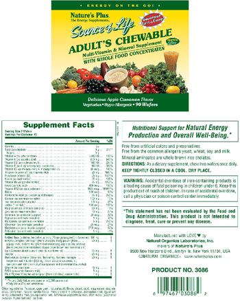 Nature's Plus Source Of Life Adult's Chewable With Whole Food Concentrates - multivitamin mineral supplement