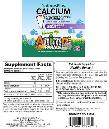 Nature's Plus Source Of Life Animal Parade Calcium Natural Vanilla Sundae Flavor - childrens chewable supplement with whole food concentrates