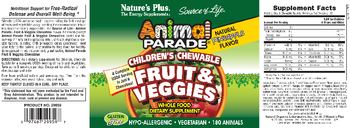 Nature's Plus Source Of Life Animal Parade Chidren's Chewable Fruit & Veggies Natural Pineapple Flavor - whole food supplement