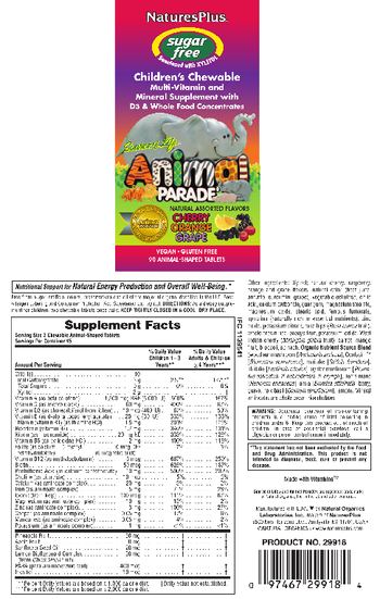 Nature's Plus Source Of Life Animal Parade Children's Chewable Multi-Vitamin and Mineral Supplement - childrens chewable multivitamin and mineral supplement