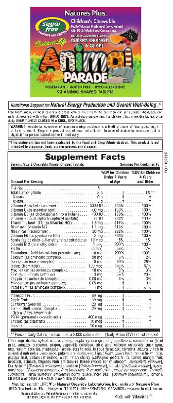 Nature's Plus Source Of Life Animal Parade Children's Chewable Multi-Vitamin & Mineral Supplement - childrens chewable multivitamin supplement