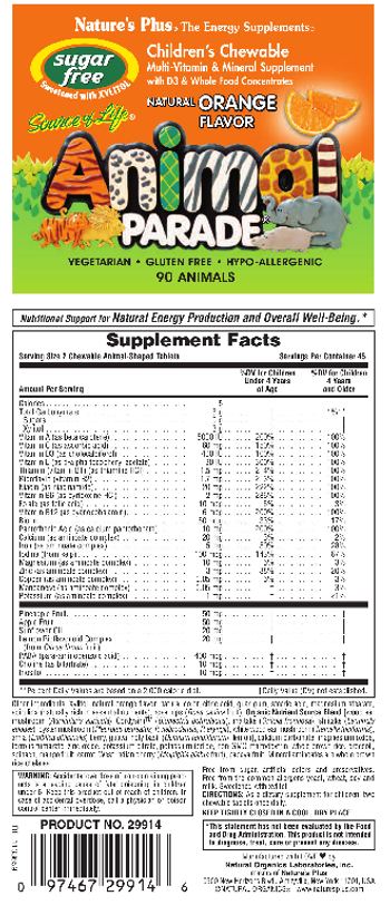 Nature's Plus Source Of Life Animal Parade Children's Chewable Multi-Vitamin & Mineral Supplement Natural Orange Flavor - childrens chewable multivitamin mineral supplement