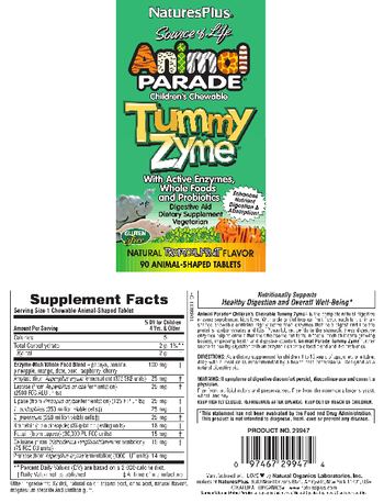 Nature's Plus Source Of Life Animal Parade Children's Chewable Tummy Zyme Natural Tropical Fruit Flavor - supplement