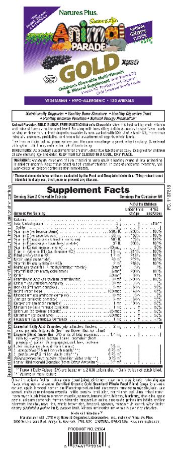 Nature's Plus Source Of Life Animal Parade Gold Natural Grape Flavor - childrens chewable multivitamin mineral supplement