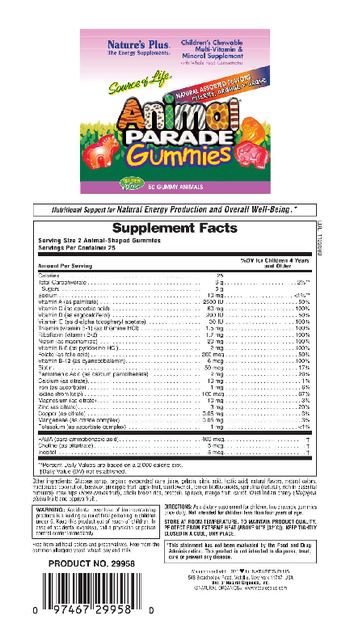Nature's Plus Source Of Life Animal Parade Gummies - childrens chewable multivitamin mineral supplement with whole food concentrates