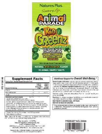 Nature's Plus Source Of Life Animal Parade KidGreenz Natural Tropical Fruit Flavor - childrens chewable supplement