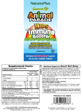 Nature's Plus Source Of Life Animal Parade Kids Immune Booster Natural Tropical Berry Flavor - childrens chewable antioxidant supplement