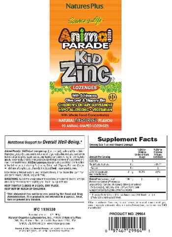 Nature's Plus Source Of Life Animal Parade KidZinc Lozenges Natural Tangerine Flavor - childrens supplement