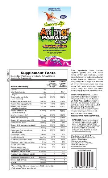 Nature's Plus Source Of Life Animal Parade Liquid Children's Multi-Vitamin Natural Tropical Berry Flavor - childrens multivitamin and mineral supplement with whole food concentrates