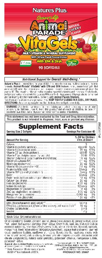 Nature's Plus Source Of Life Animal Parade VitaGels Natural Cherry Flavor - multivitamin mineral supplement with whole food concentrates