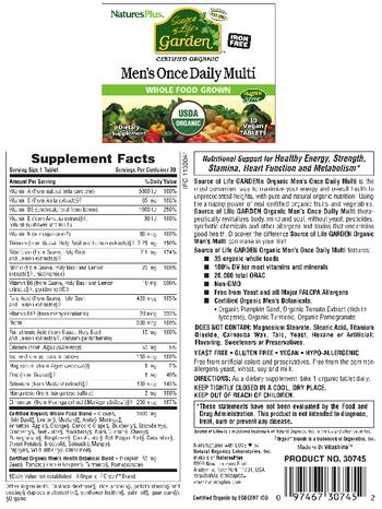 Natures Plus Source Of Life Garden Men's Once Daily Multi - supplement