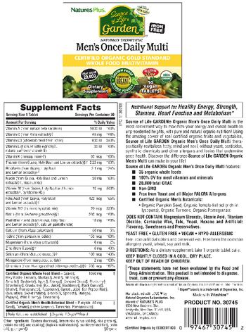 Nature's Plus Source of Life Garden Men's Once Daily Multi - supplement