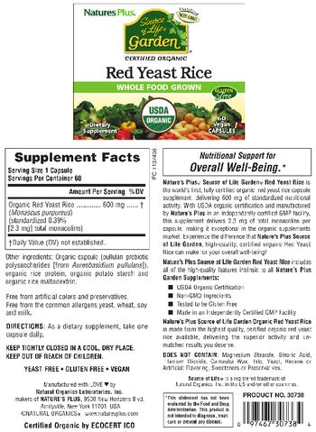 Nature's Plus Source of Life Garden Red Yeast Rice - supplement