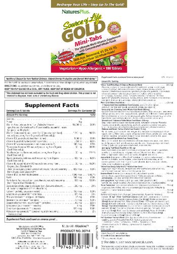 Nature's Plus Source of Life Gold Mini-Tabs - supplement
