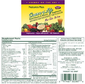 Nature's Plus Source of Life Mini-Tabs No Iron - multivitamin mineral supplement