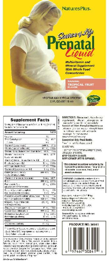 Nature's Plus Source Of Life Prenatal Liquid Natural Tropical Fruit Flavor - multivitamin and mineral supplement