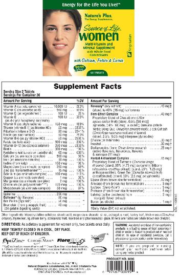Nature's Plus Source Of Life Women With Calcium, Folate & Lutein - multivitamin and mineral supplement with whole food concentrates