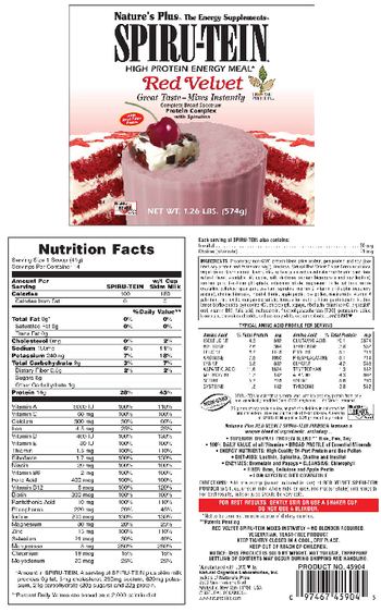Nature's Plus Spiru-Tein High Protein Energy Meal Red Velvet - 