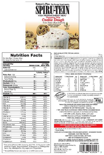 Nature's Plus Spiru-Tein High Protein High Energy Meal Chocolate Chip Cookie Dough - 