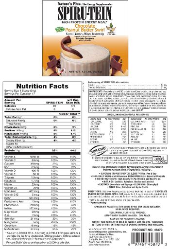 Nature's Plus Spiru-Tein High Protein High Energy Meal Chocolate Peanut Butter Swirl - 