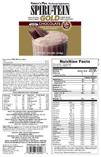 Nature's Plus Spiru-Tein High Protein High Energy Meal Gold Chocolate - 