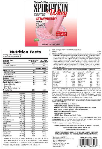 Nature's Plus Spiru-Tein Whey High Protein Energy Meal Strawberry - 