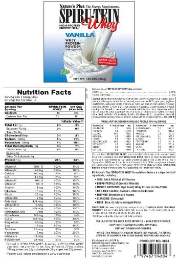 Nature's Plus Spiru-Tein Whey High Protein Energy Meal Vanilla - 