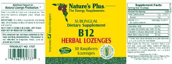 Nature's Plus Sublingual B12 Herbal Lozenges - sublingual supplement