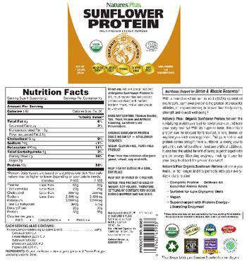 Nature's Plus Sunflower Protein Unflavored and Unsweetened - high protein energy powder