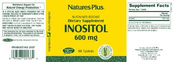 Nature's Plus Sustained Release Inositol 600 mg - supplement