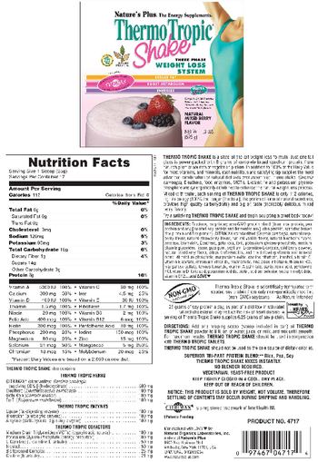 Nature's Plus Thermo Tropic Shake Natural Mixed Berry Flavor - 