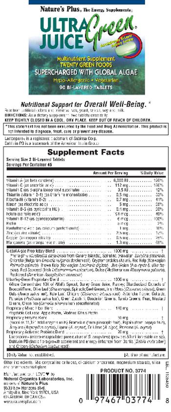 Nature's Plus Ultra Juice Green - multinutrient supplement