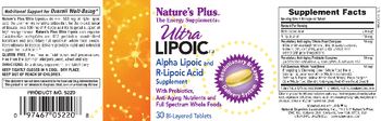 Nature's Plus Ultra Lipoic - alpha lipoic and rlipoic acid supplement