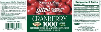 Nature's Plus Ultra Maximum Potency Cranberry 1000 - cranberry herb 100 mg vitamin c supplement