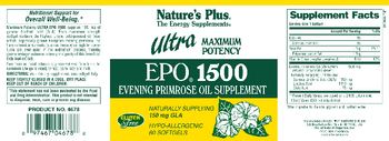 Nature's Plus Ultra Maximum Potency EPO 1500 - evening primrose oil supplement