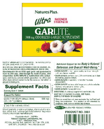 Nature's Plus Ultra Maximum Strength Garlite - 1000 mg odorless garlic supplement